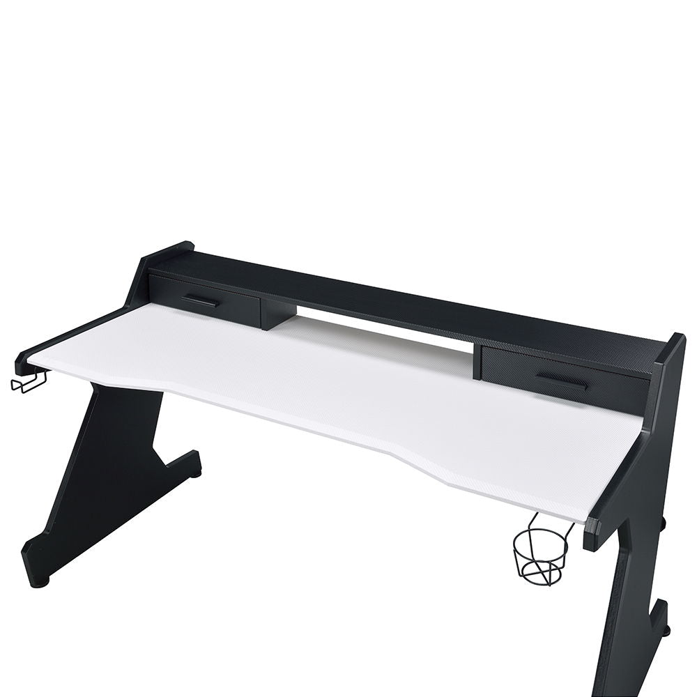 Bigga - Gaming Desk - Black & White, alternate view 2 with wood construction