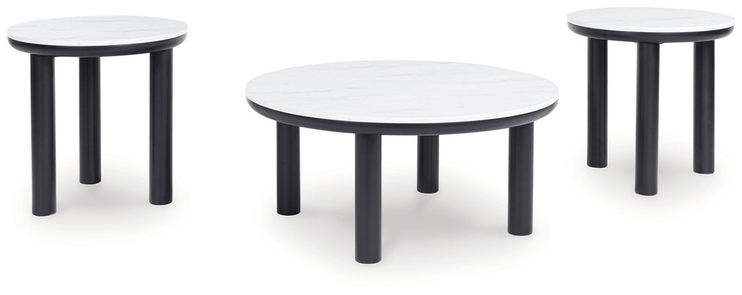Xandrum - Occasional Table Set (Set of 3) - Black / White, product view with wood construction