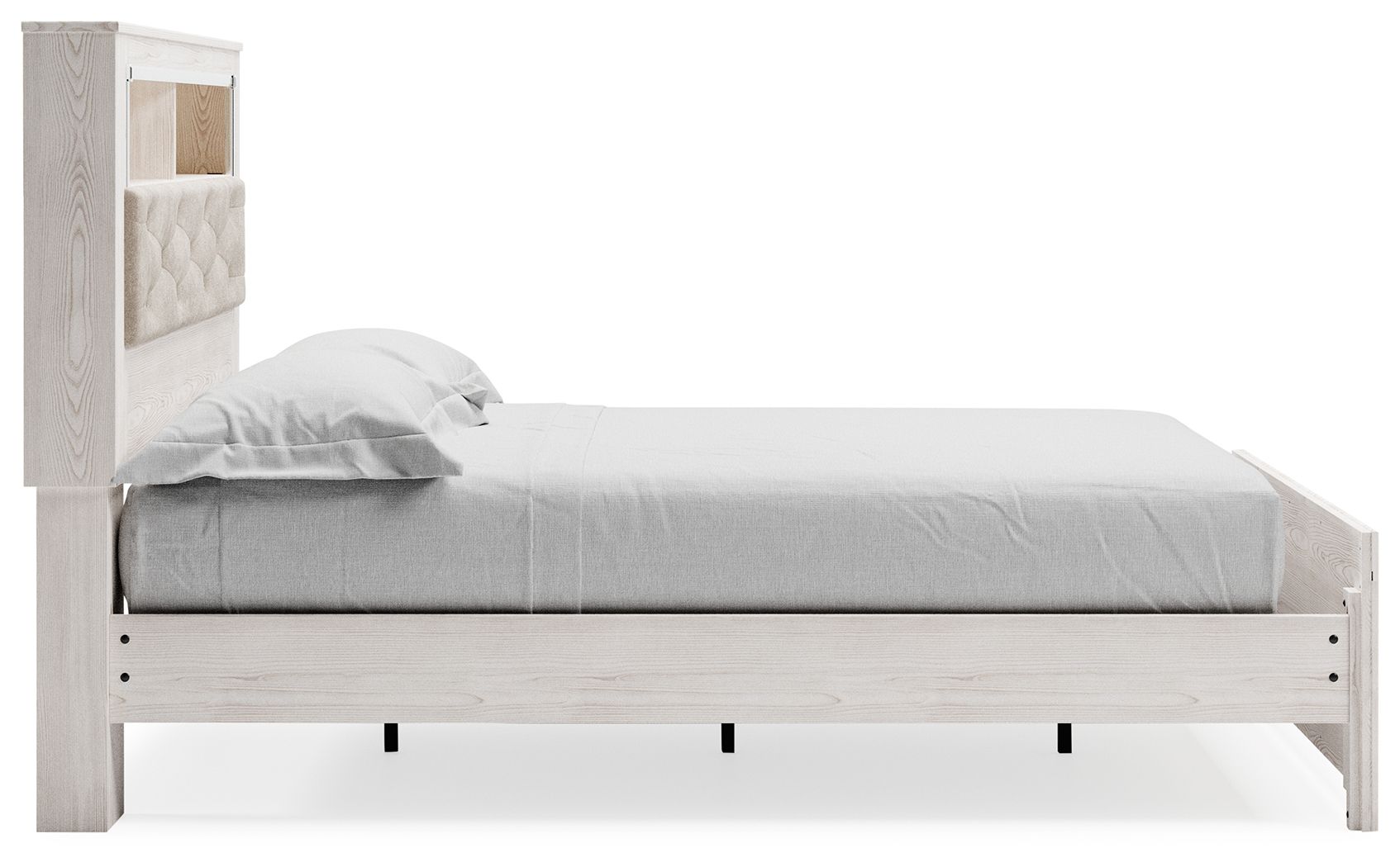 Altyra - Queen Panel Bookcase Bed With Roll Slats - White, alternate view 3 with polyester fabric