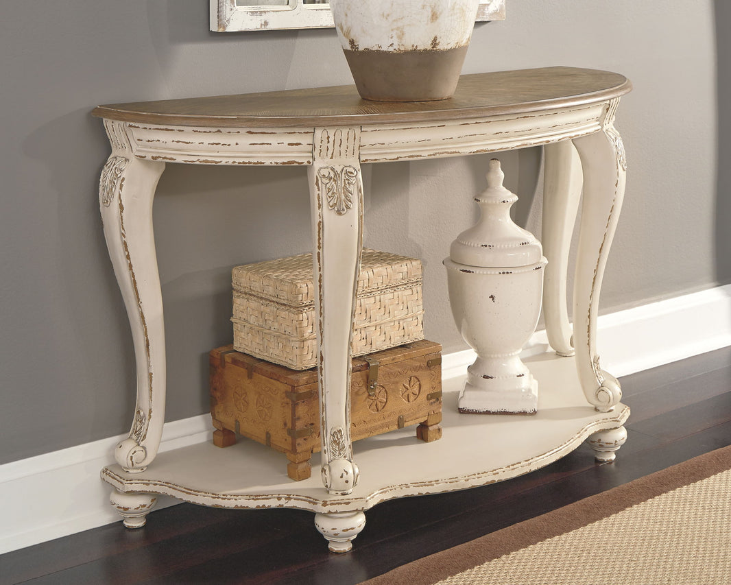 Realyn - Sofa Table - White / Brown, alternate view 2 with engineered wood