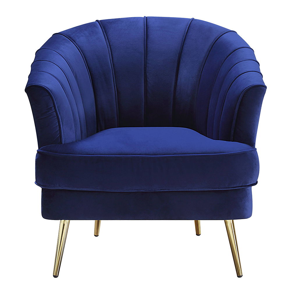 Eivor - Chair - Blue Velvet, alternate view 2 with wood construction