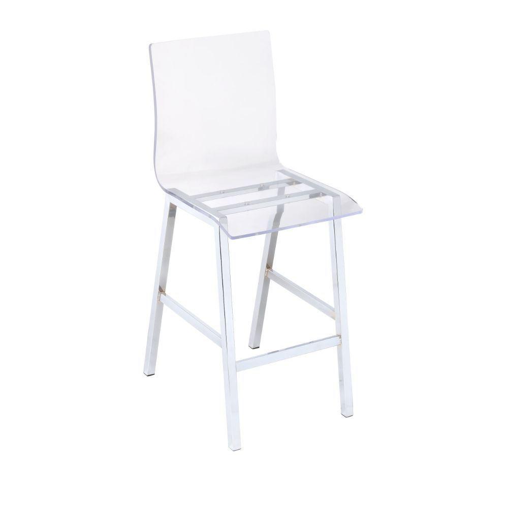 Nadie - Counter Height Chair (Set of 2) - Clear Acrylic & Chrome, product view with metal