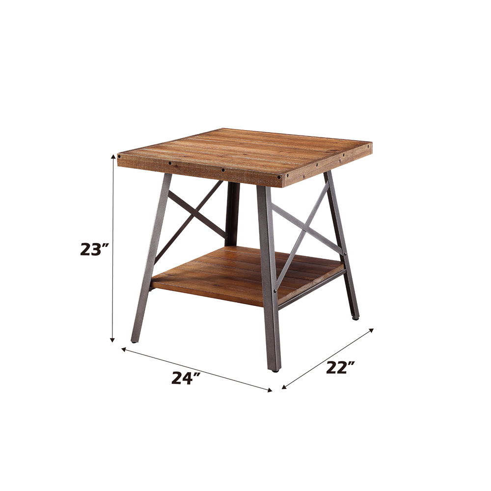 Ikram - End Table (Set of 2) - Weathered Oak & Sandy Black, alternate view 2 with wood construction
