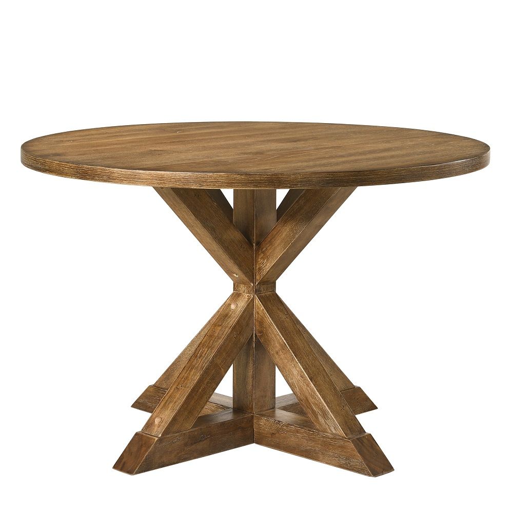 Wallace II - Dining Table - Weathered Oak, alternate view 3 with linen fabric