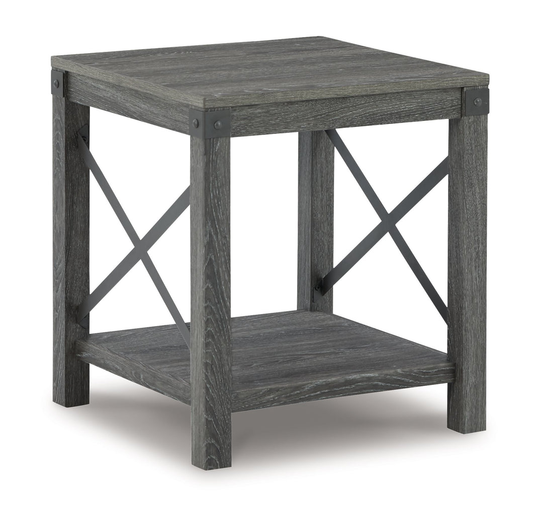Freedan - 3 Pc. - Coffee Table, 2 End Tables - Grayish Brown, alternate view 2 with wood construction