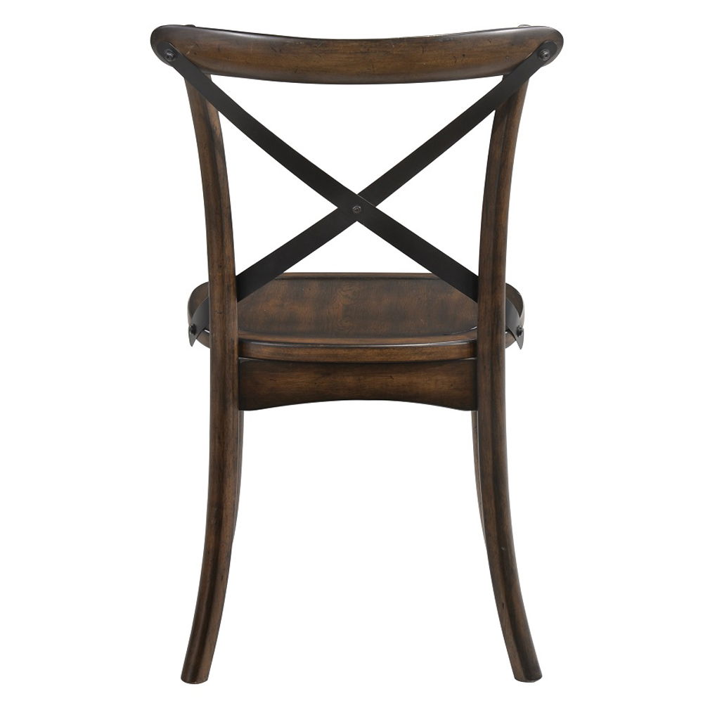 Kaelyn - Side Chair (Set of 2) - Dark Oak & Black Metal, alternate view 2 with wood construction