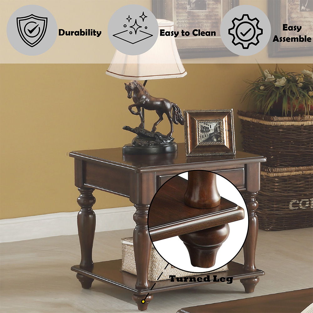 Farrel - End Table - Walnut, alternate view 2 with wood construction