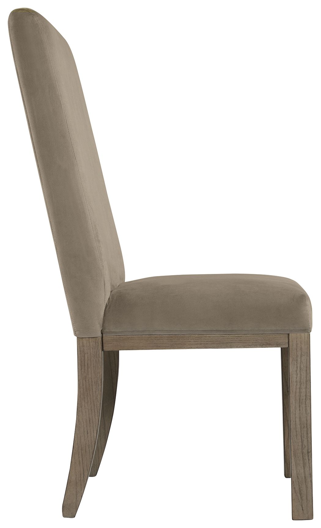 Chrestner - Dining UPH Side Chair (Set of 2) - Gray / Brown, alternate view 2 with velvet upholstery