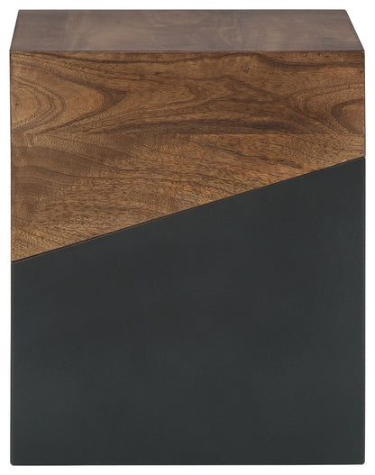 Trailbend - Accent Table - Brown / Gunmetal, alternate view 2 with solid wood