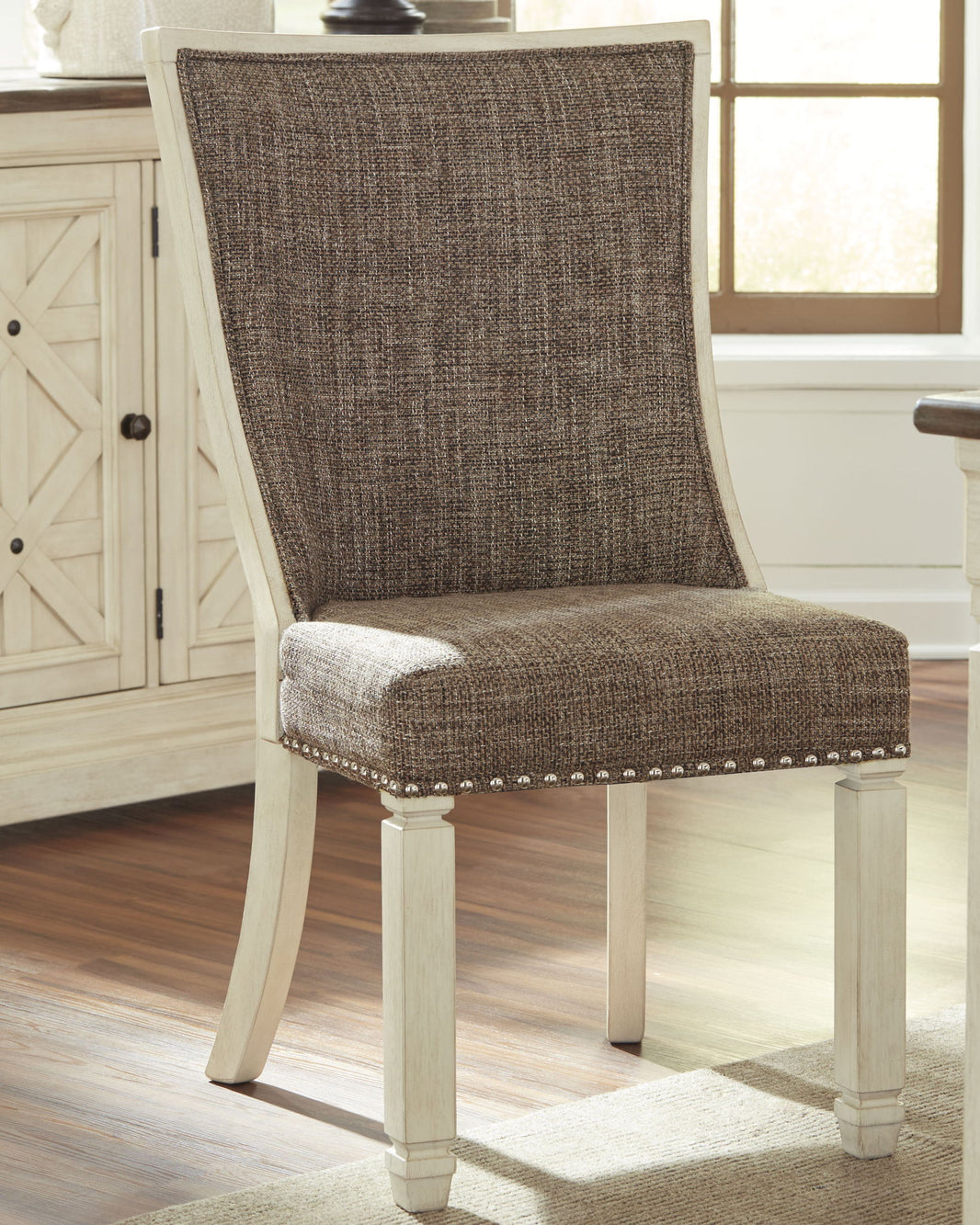 Bolanburg - Dining UPH Side Chair (Set of 2) - Lattice Back - Brown / Beige, alternate view 2 with polyester fabric