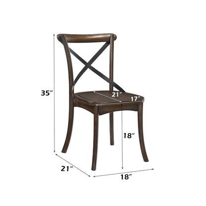 Kaelyn - Side Chair (Set of 2) - Dark Oak & Black Metal, alternate view 3 with wood construction