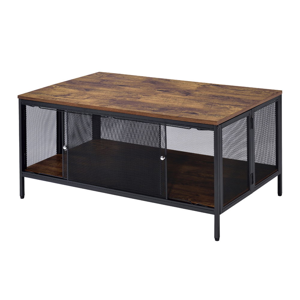 Winam - Coffee Table - Antique Oak & Black, alternate view 2 with wood construction