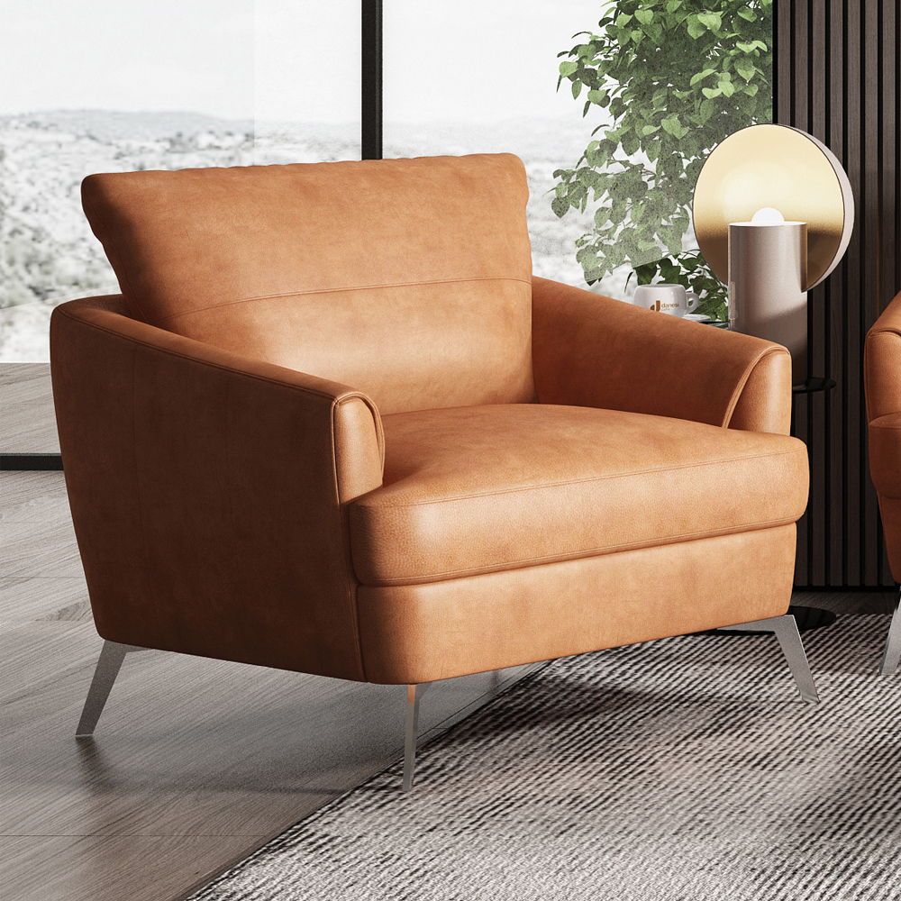 Safi - Chair - Cappuccino Leather, product view with top-grain leather
