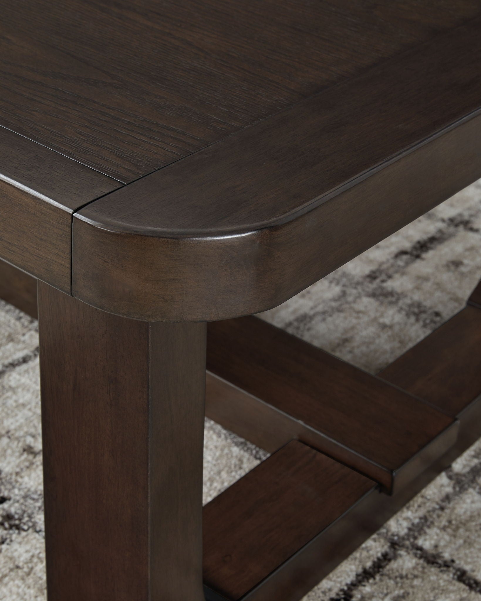 Breckington - Rectangular Cocktail Table - Dark Brown, alternate view 3 with solid wood