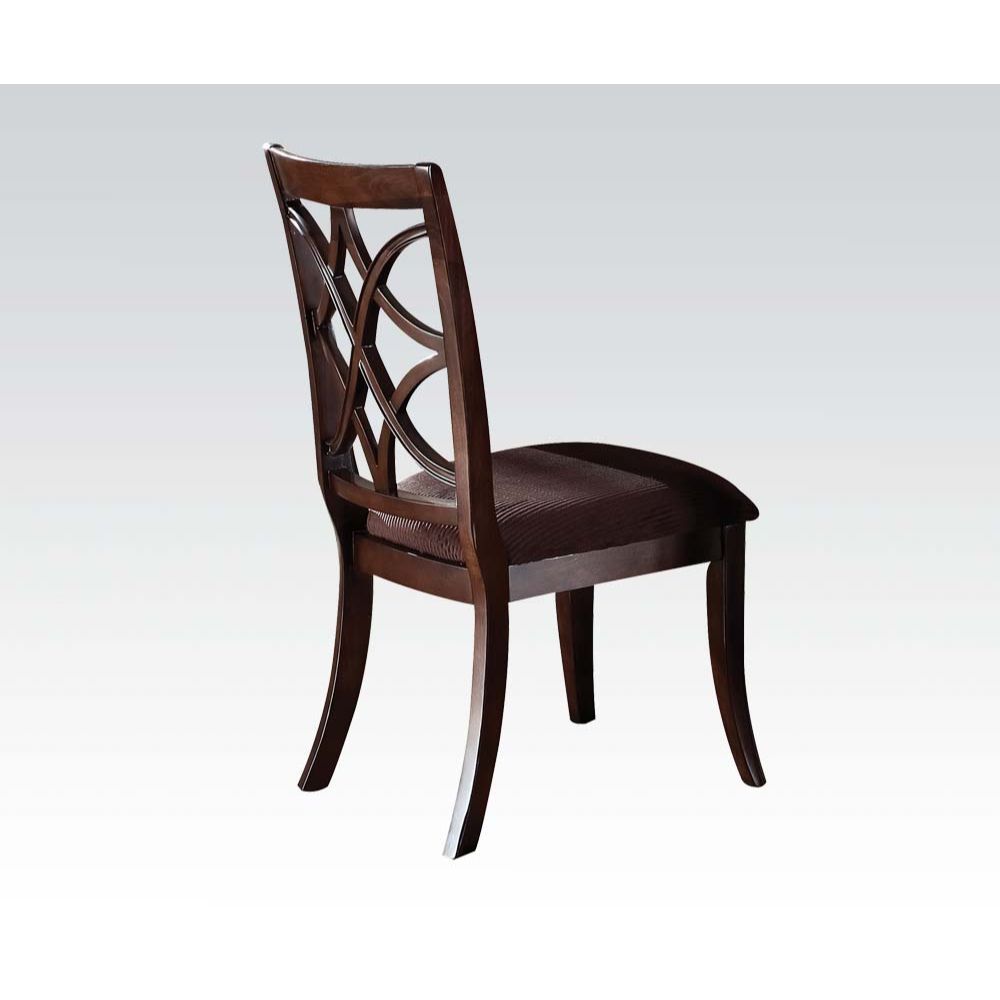 Keenan - Side Chair (Set of 2) - Brown Microfiber & Dark Walnut, product view with wood construction