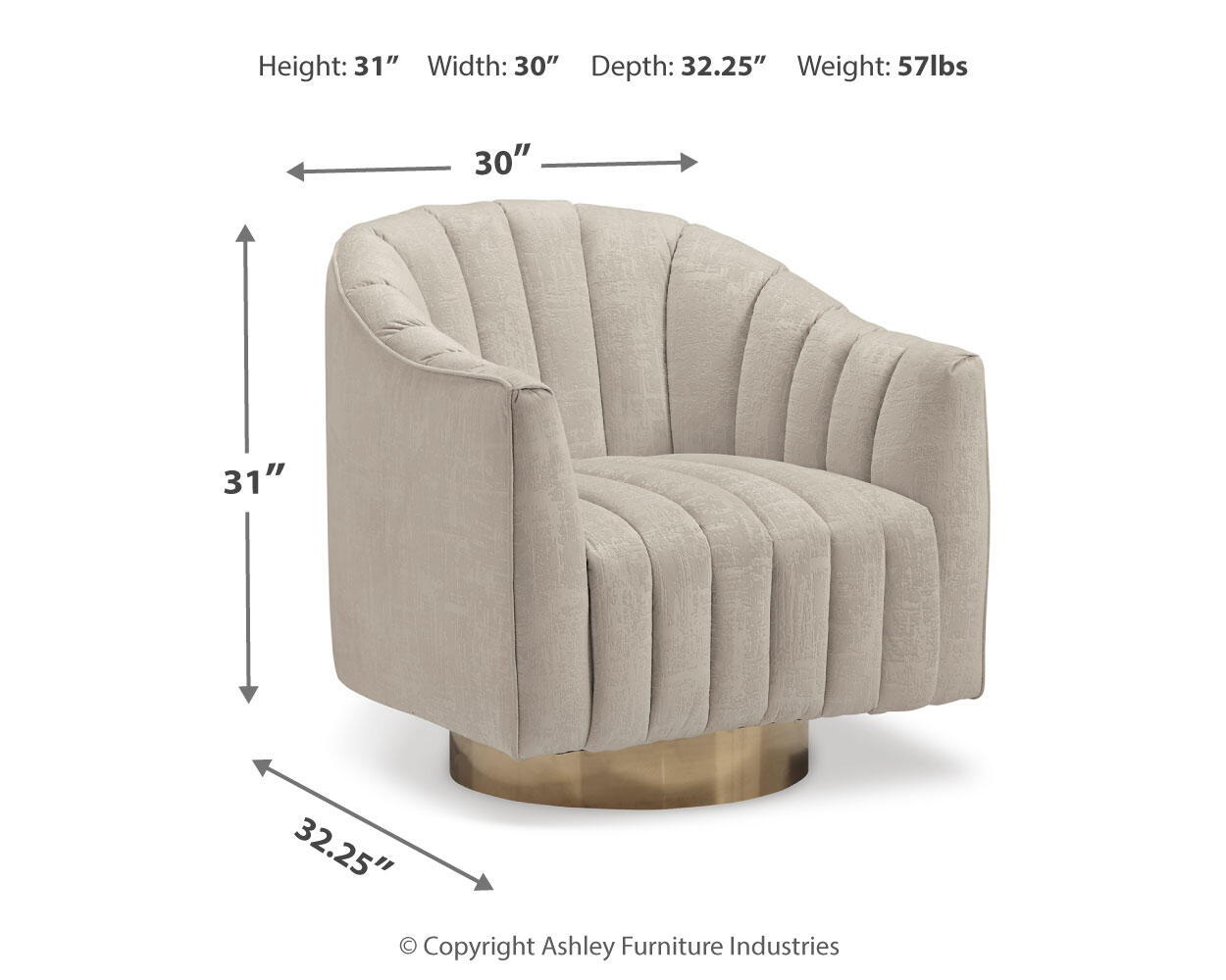 Penzlin - Swivel Accent Chair - Pearl, alternate view 3 with velvet upholstery