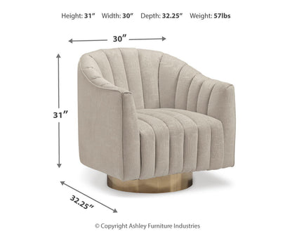 Penzlin - Swivel Accent Chair - Pearl, alternate view 3 with velvet upholstery