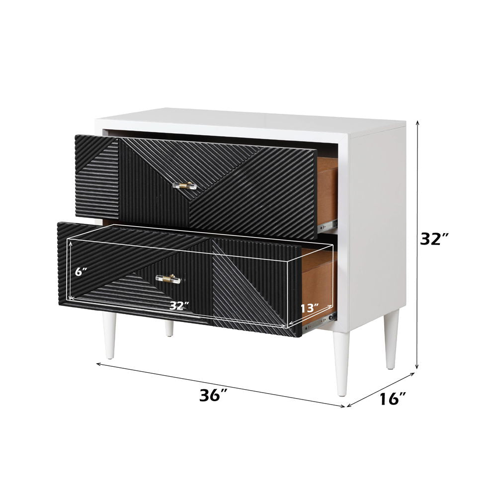 Dubni - Accent Table - White & Black, alternate view 2 with wood construction