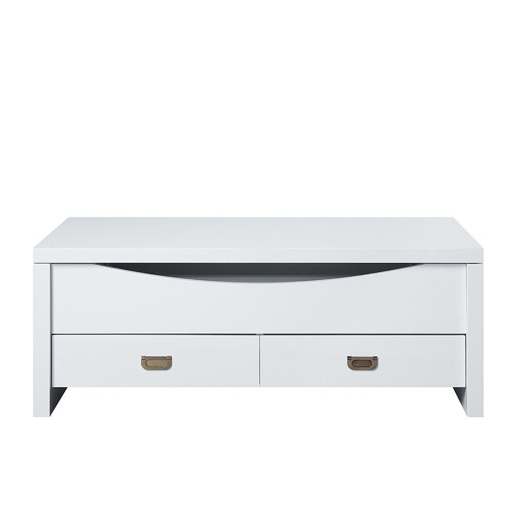Ramiel - Coffee Table With Lift Top - High Gloss White, alternate view 2 with metal