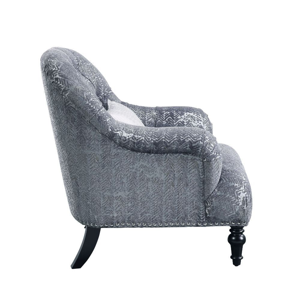 Gaura - Chair With Pillow - Dark Gray Velvet, alternate view 2 with solid wood