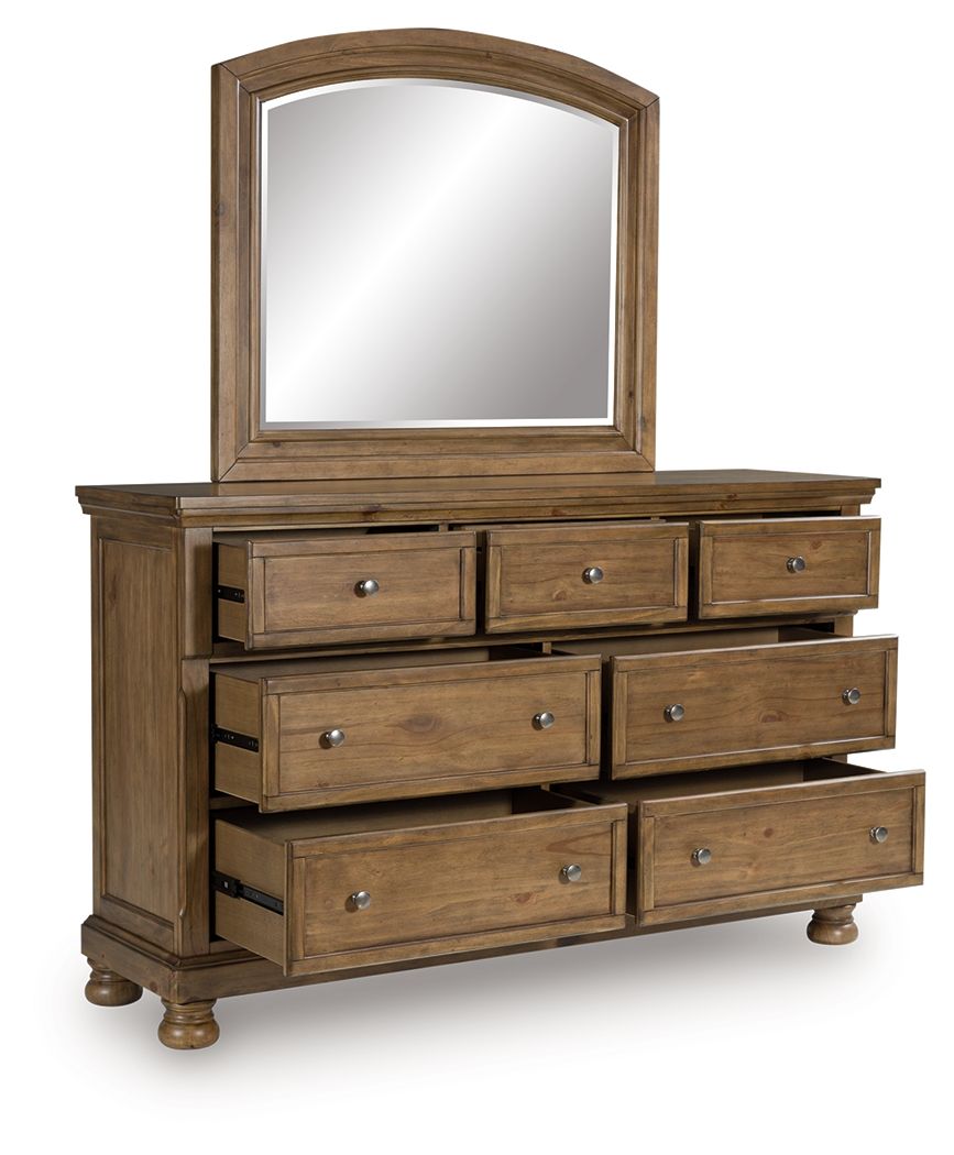 Feddinger - Dresser And Mirror - Medium Brown, alternate view 2 with wood construction
