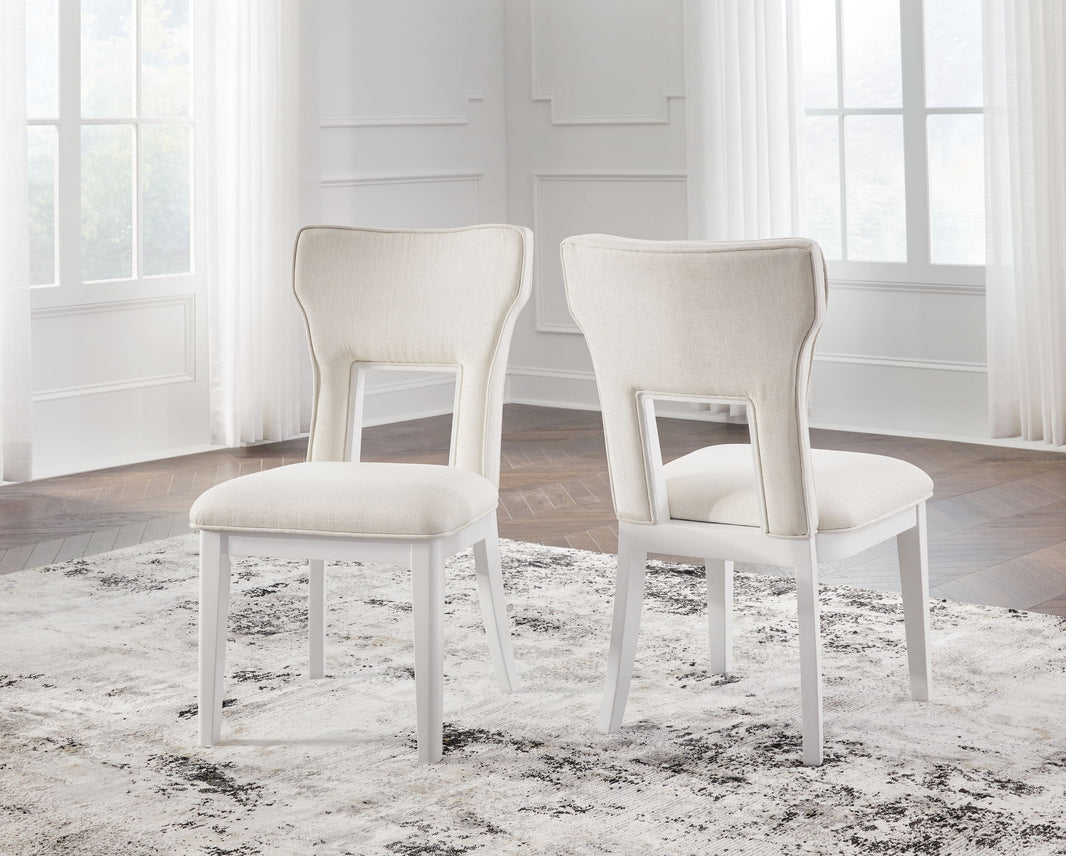 Chalanna - Dining Upholstered Side Chair (Set of 2) - White, alternate view 2 with polyester fabric