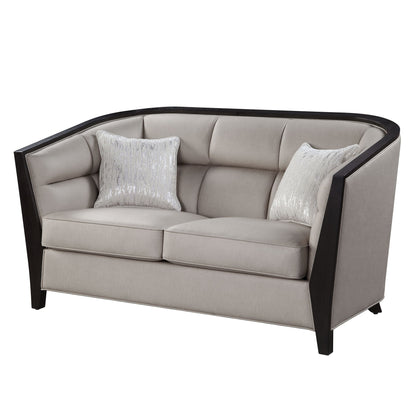 Zemocryss - Loveseat With 2 Pillows - Beige Fabric