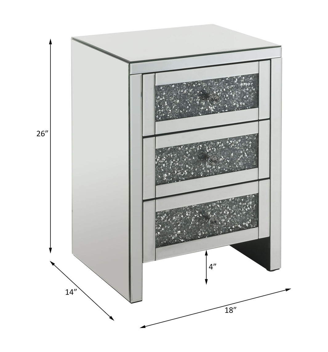 Noralie - 26" Accent Table With Faux Diamonds - Mirrored, alternate view 2 with glass