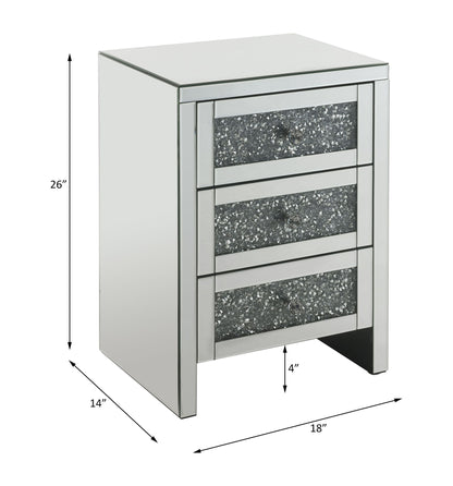 Noralie - 26" Accent Table With Faux Diamonds - Mirrored, alternate view 2 with glass