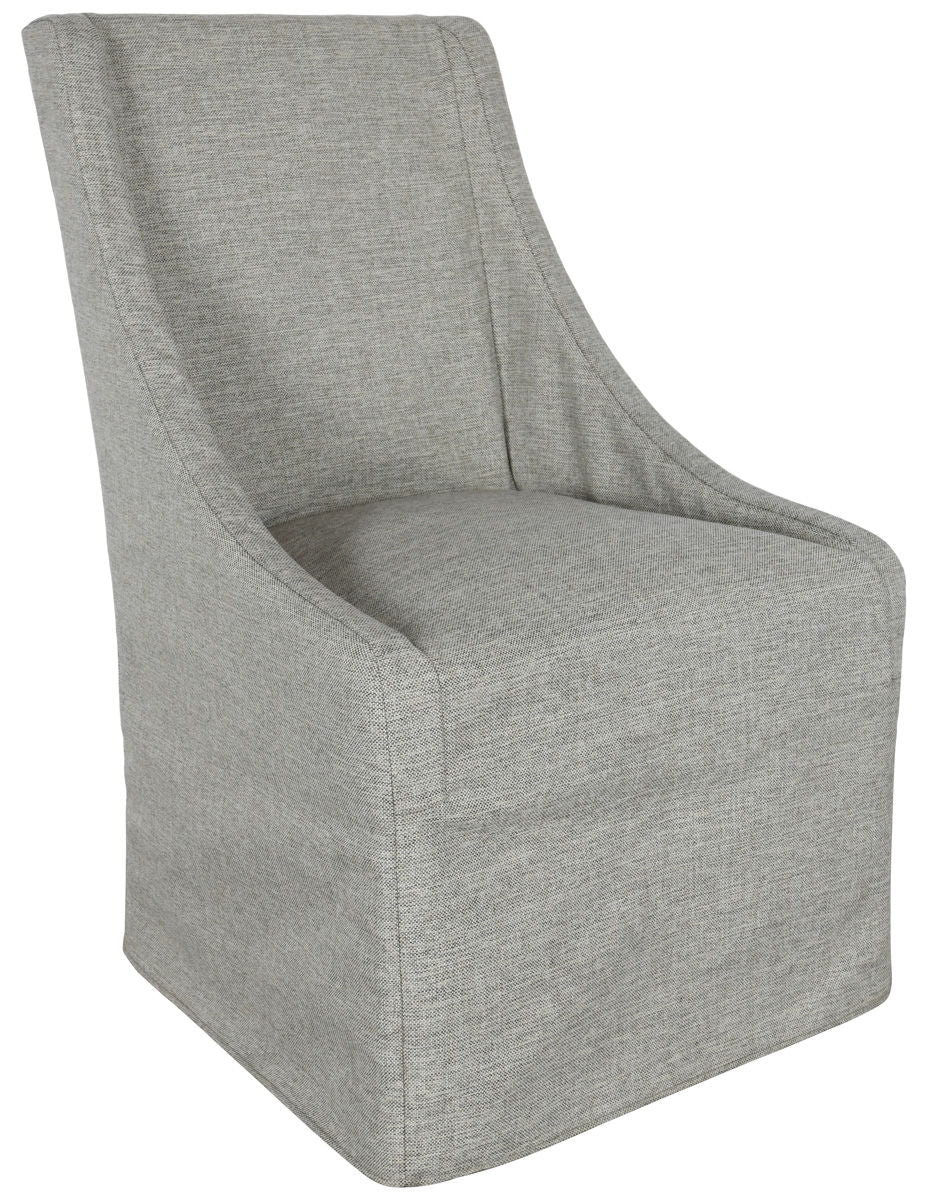 Warwick - Upholstered Rolling Dining Chair, product view with polyester fabric