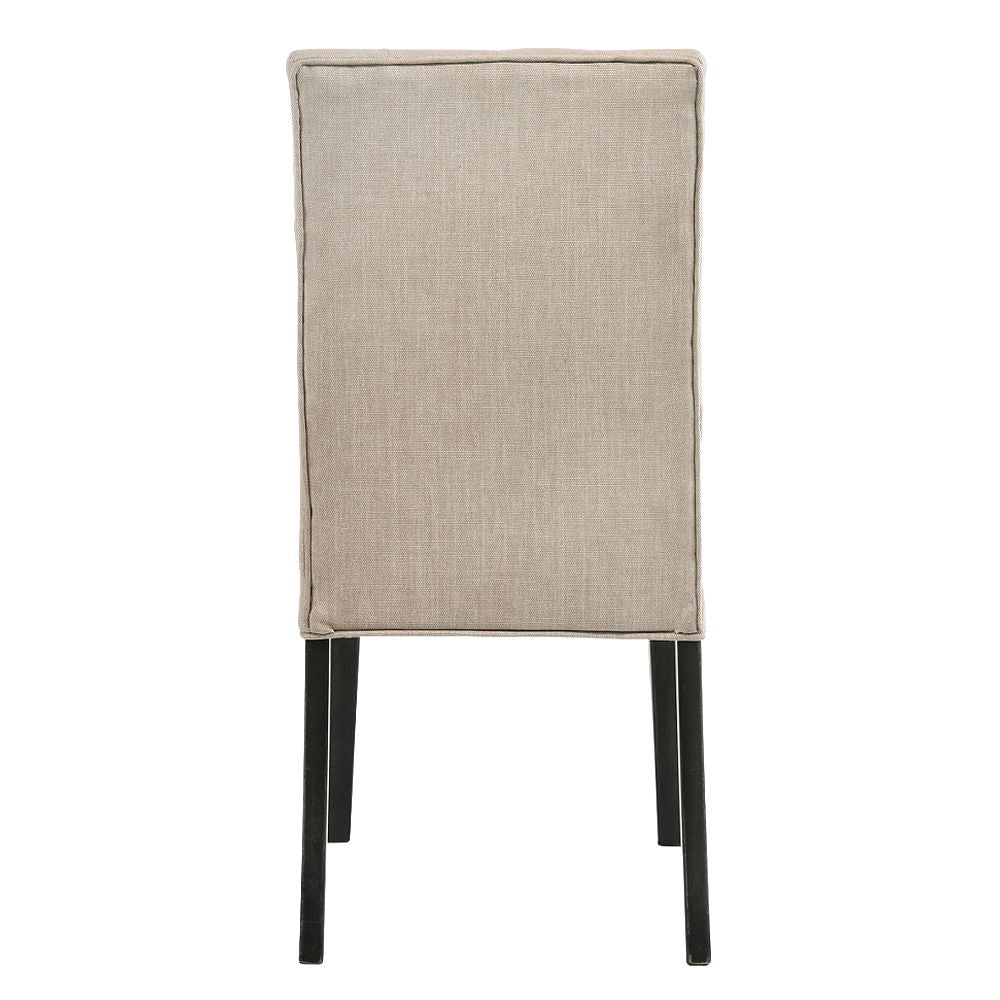 Morland - Side Chair (Set of 2) - Tan Linen & Vintage Black, alternate view 2 with wood construction