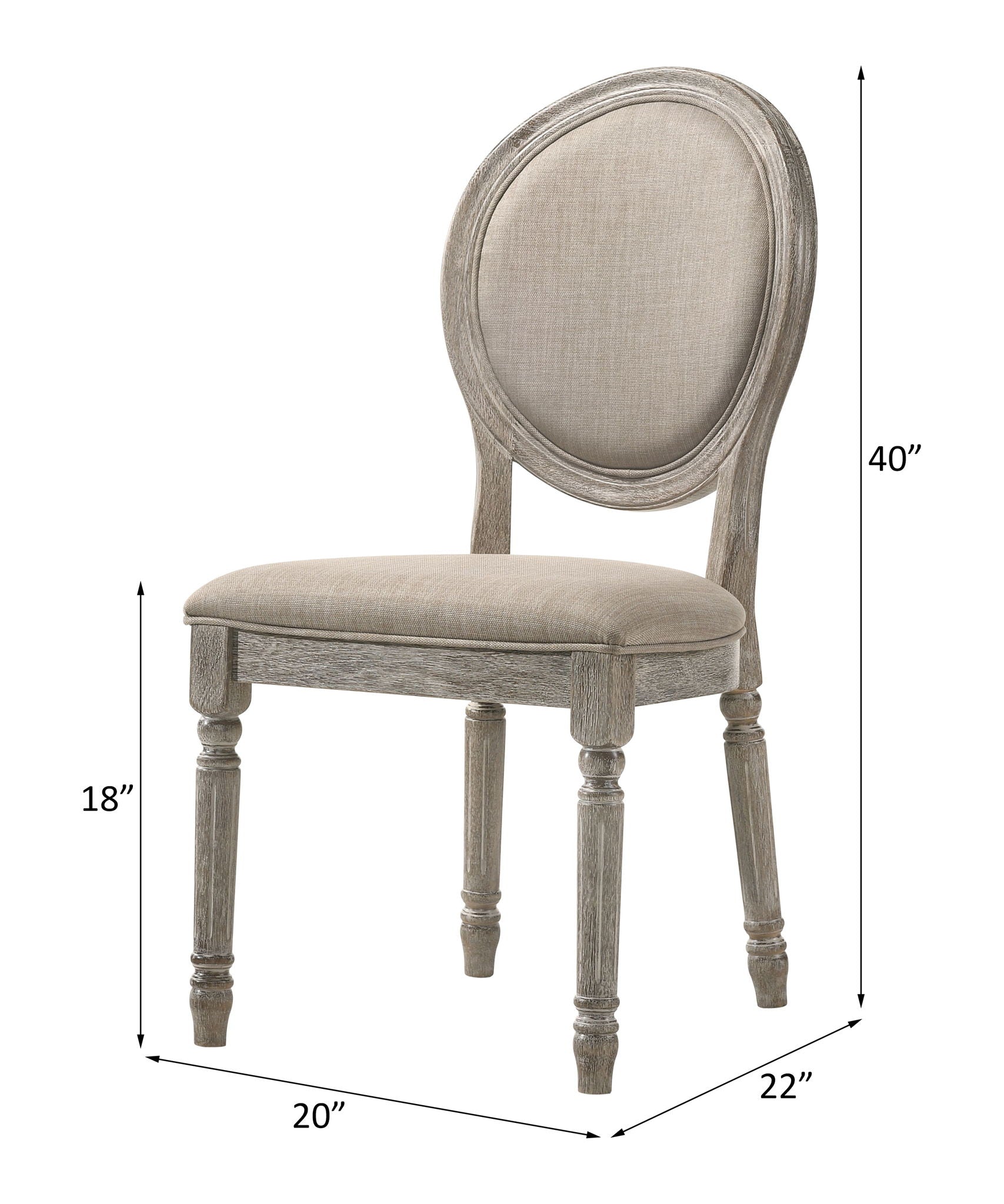 Faustine - Side Chair (Set of 2) - Tan Fabric & Salvaged Light Oak, alternate view 2 with wood construction
