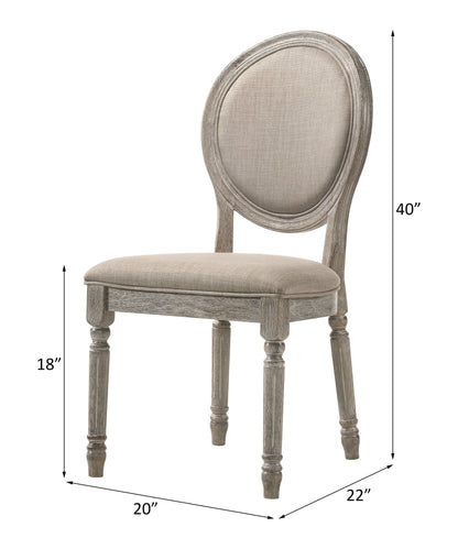 Faustine - Side Chair (Set of 2) - Tan Fabric & Salvaged Light Oak, alternate view 2 with wood construction