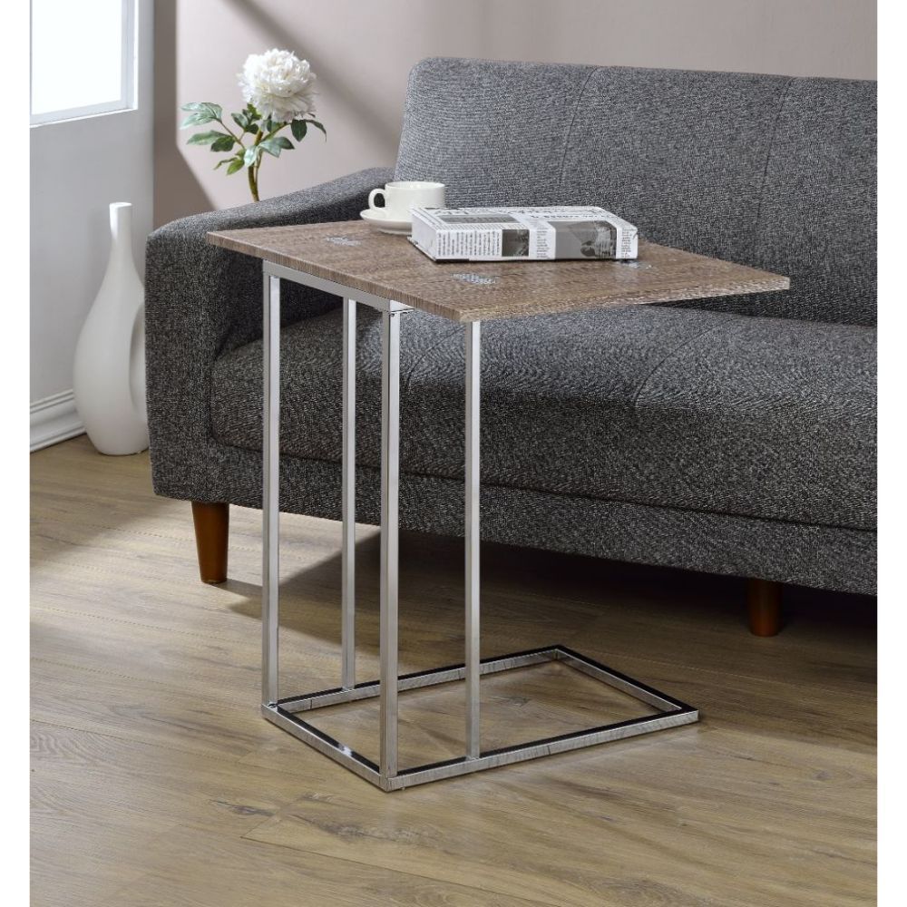 Danson - Accent Table - Weathered Oak & Chrome, alternate view 2 with wood construction