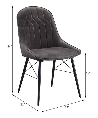 Abraham - Side Chair (Set of 2) - Dark Gray Fabric & Black, alternate view 2 with wood construction