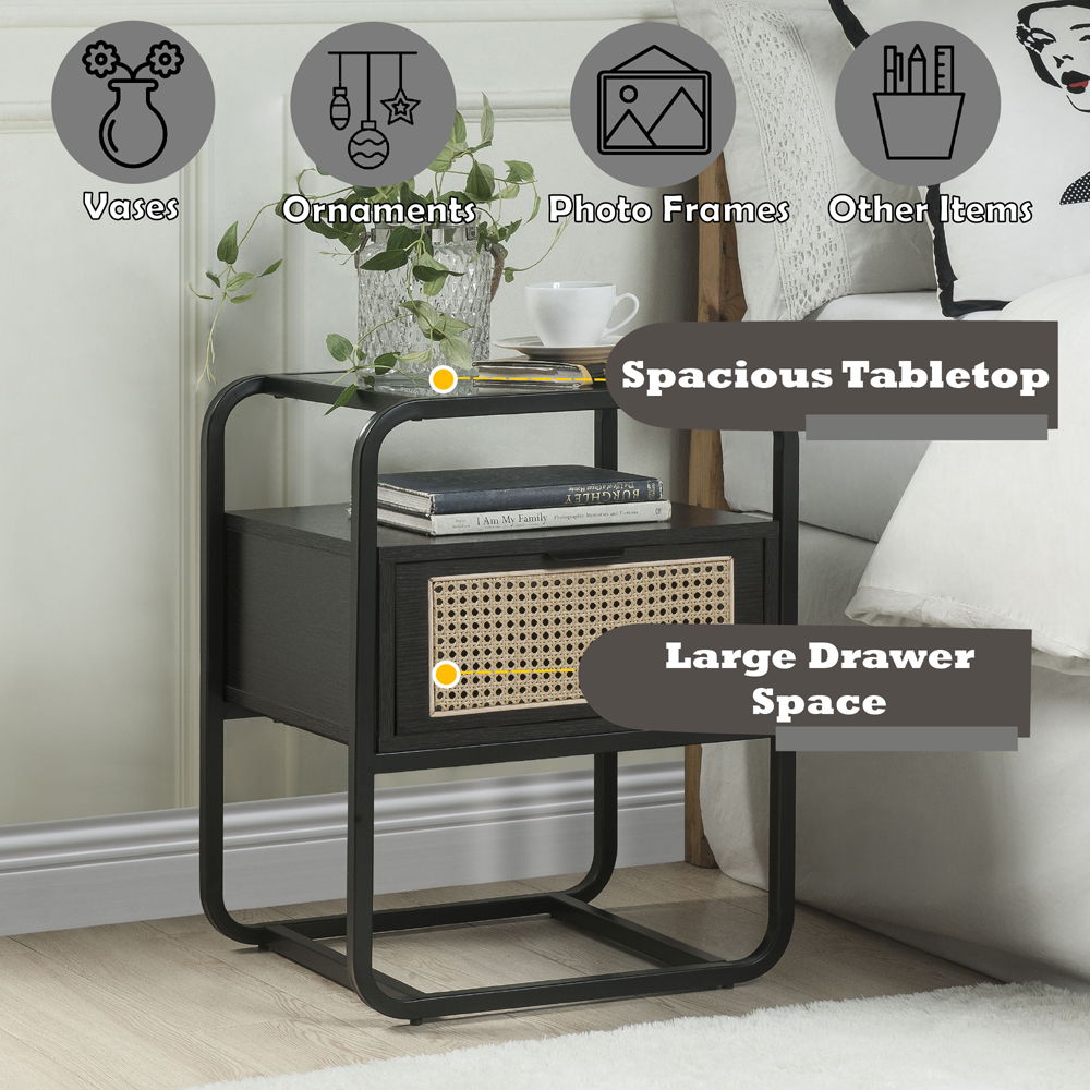 Colson - Accent Table - Black, alternate view 2 with glass