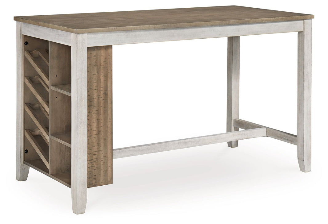 Skempton - Rectangular Counter Table With Storage - White, product view with solid wood