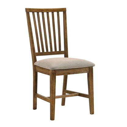 Wallace II - Side Chair (Set of 2) - Tan Linen & Weathered Oak, alternate view 2 with wood construction