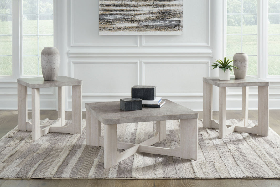 Garnilly - Occasional Table Set (Set of 3) - Whitewash, alternate view 2 with wood construction