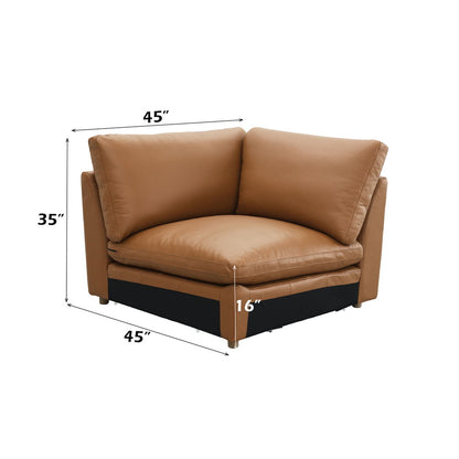 Brighton - Modular Wedge - Brown Top Grain Leather, alternate view 2 with wood construction