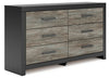 Broachmyn - Six Drawer Dresser, alternate view 2 with wood construction