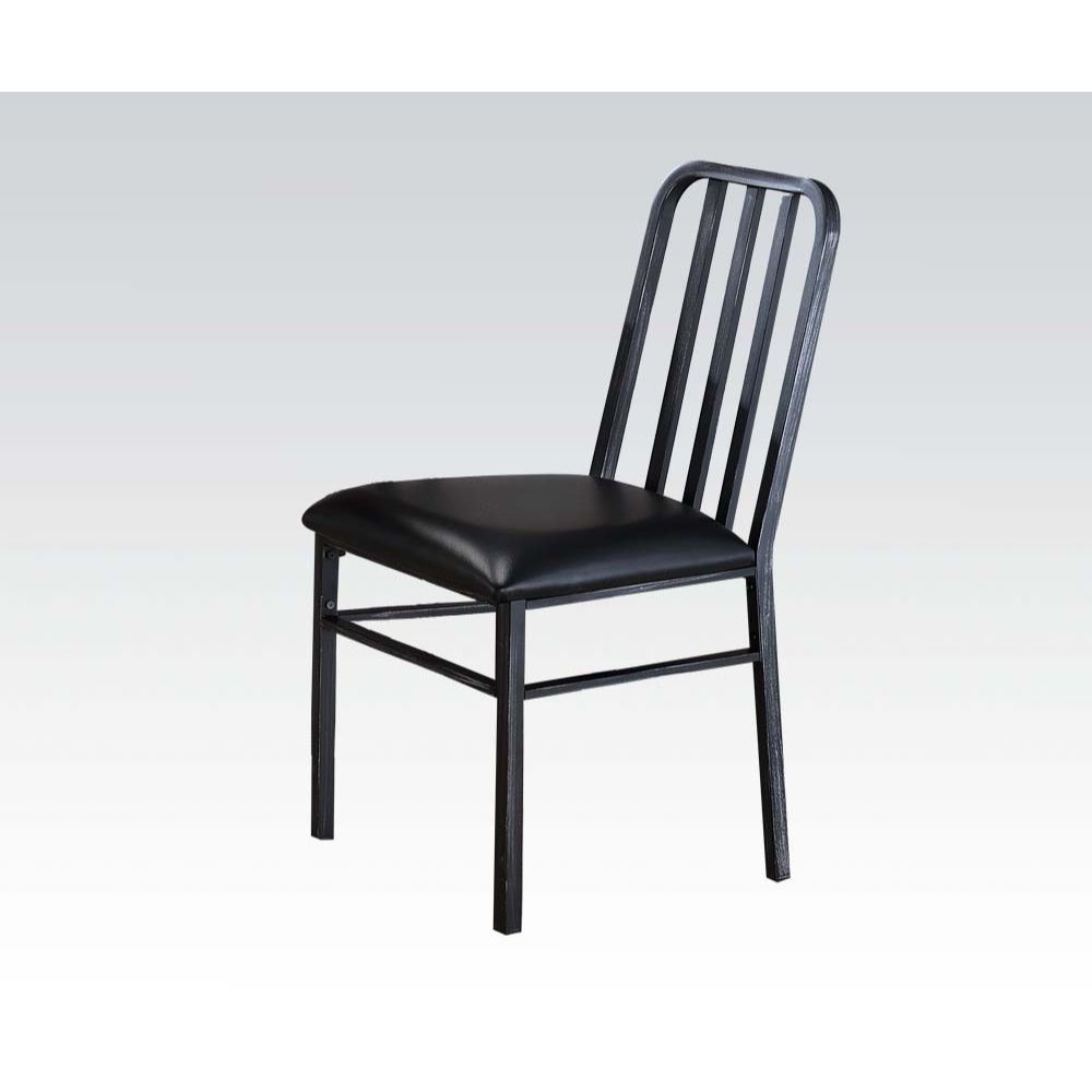 Jodie - Side Chair (Set of 2) - Black Synthetic Leather & Antique Black, product view with wood construction