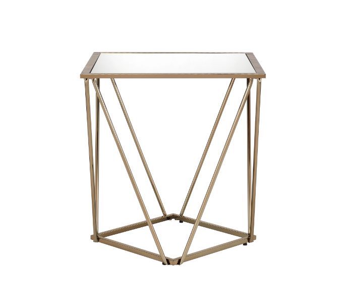 Fogya - End Table - Mirrored & Champagne Gold, alternate view 2 with metal