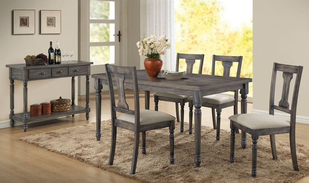 Wallace - Dining Table - Weathered Gray, product view with wood construction