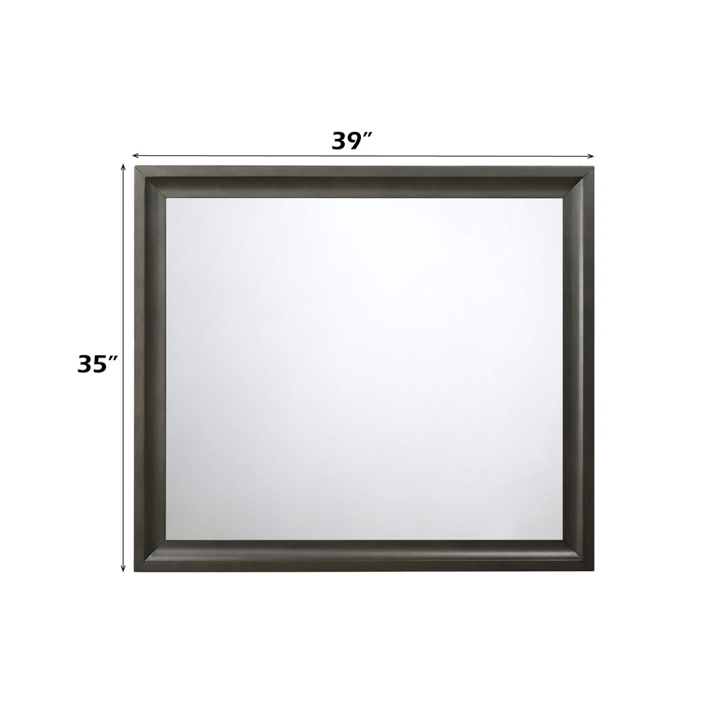 Soteris - Mirror - Antique Gray, alternate view 2 with wood construction