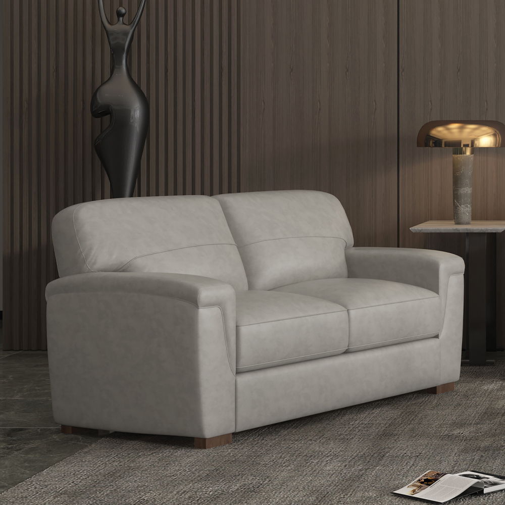 Cornelia - Loveseat - Pearl Gray Leather, alternate view 2 with wood construction