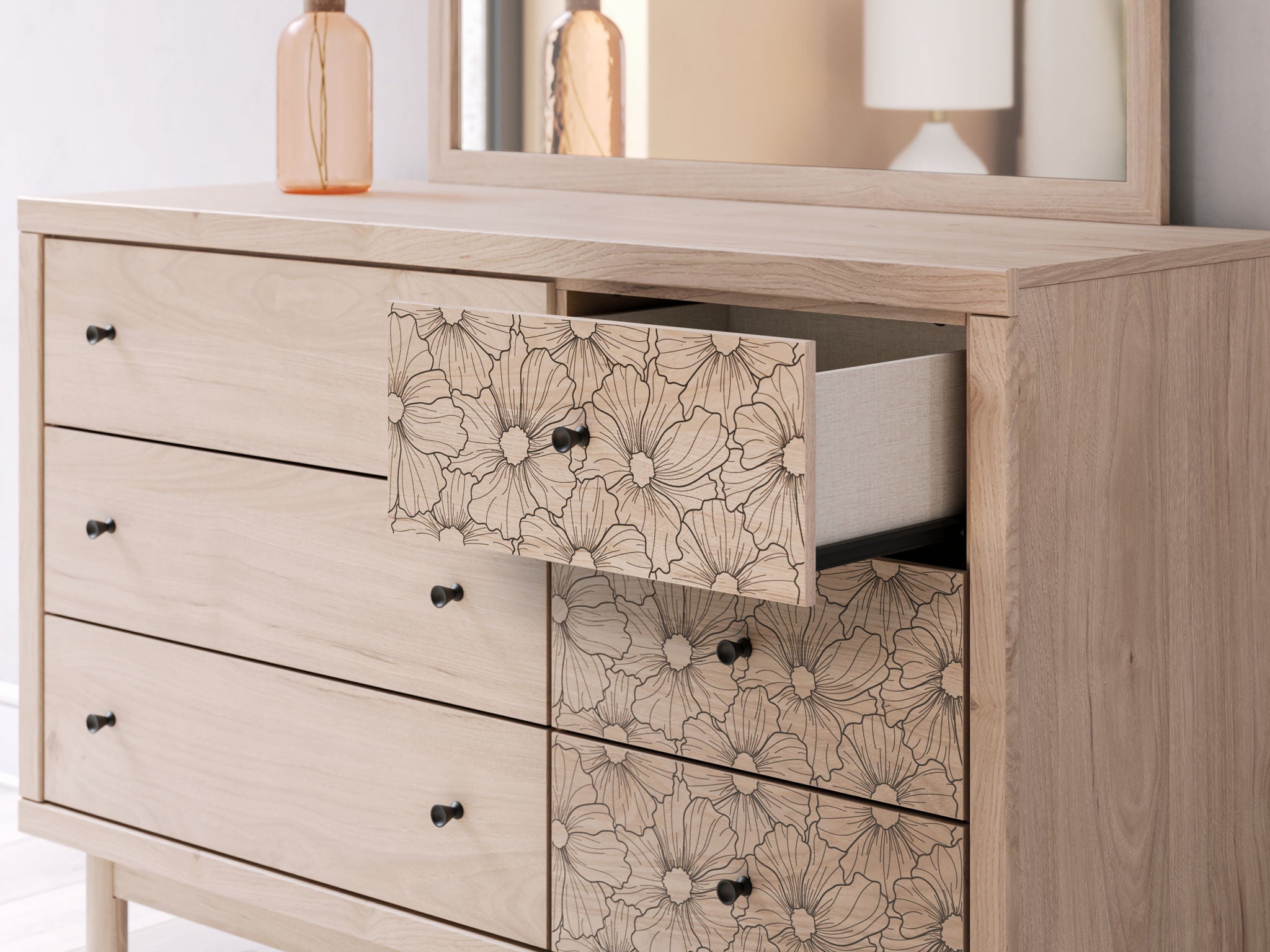 Arloster - Six Drawer Dresser, alternate view 3 with wood construction