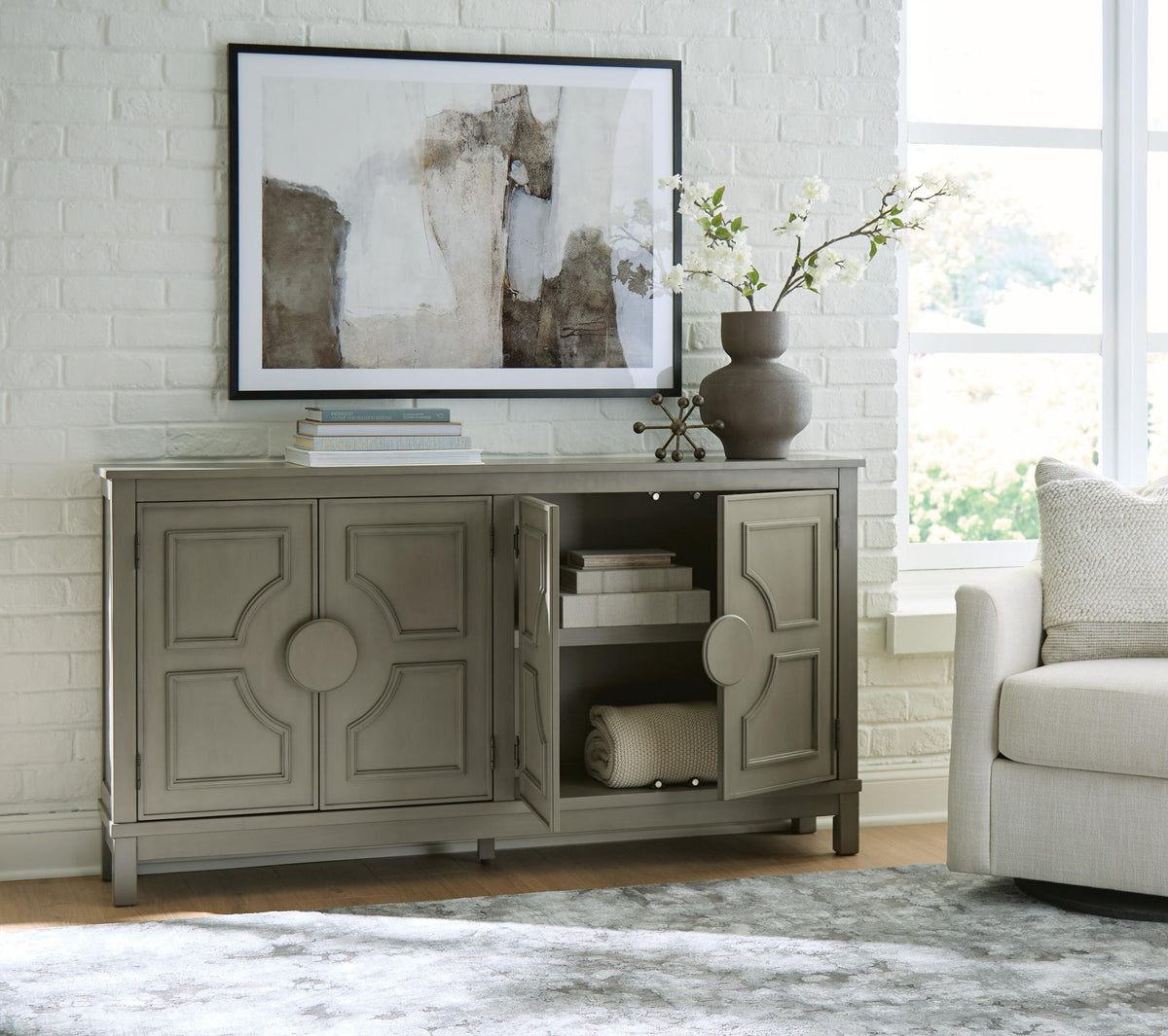 Darlock Accent Cabinet Warm Gray, gallery image 2
