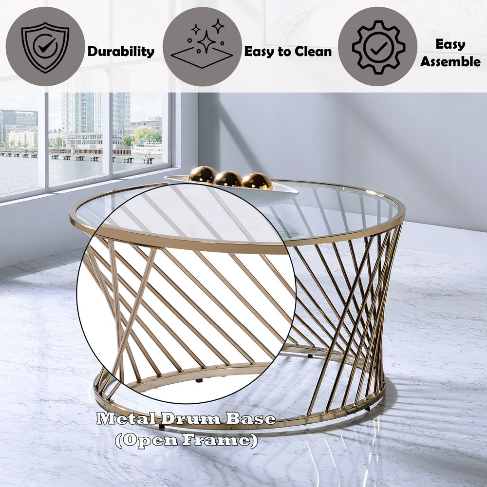 Bluelipe - Coffee Table - Champagne, alternate view 2 with glass