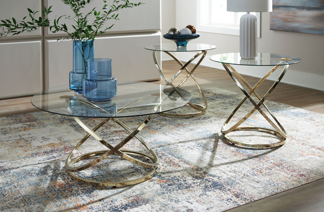 Crimonti - Occasional Table Set (Set of 3) - Champagne, alternate view 2 with glass
